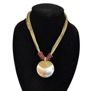 Vintage “Harvest Moon” Mother of Pearl Abalone Necklace Mid Century
